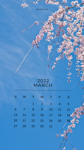March 2022 Calendar iPhone Background.