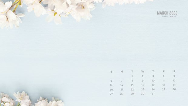 March 2022 Flower Calendar Wallpaper.