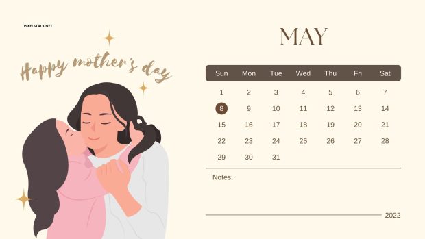 May 2022 Calendar Wallpaper Happy Mothers Day.
