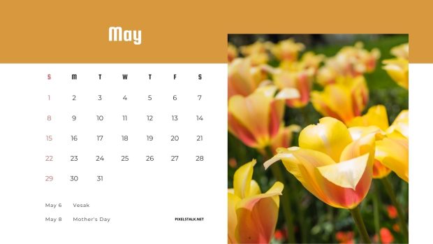 May 2022 Calendar Wallpaper Yellow Flower.
