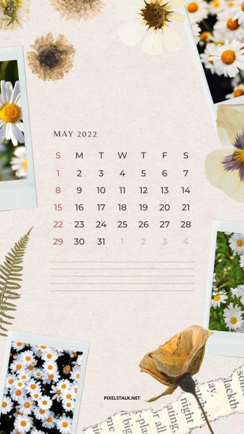 May 2022 Calendar iPhone Flower Images.