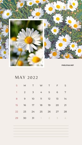 May 2022 Calendar iPhone Flower Pictures.