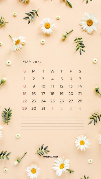 May 2022 Calendar iPhone Wallpaper Aesthetic.