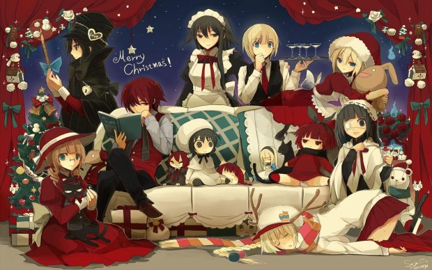 Merry Anime Christmas Wallpaper HD.