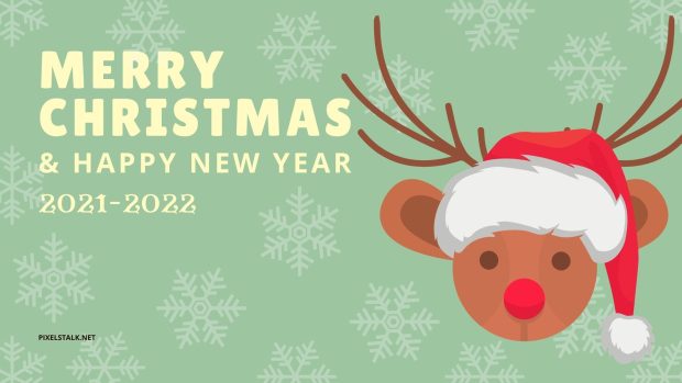 Merry Christmas 2021 And Happy New Year 2022 Cute Wallpaper.