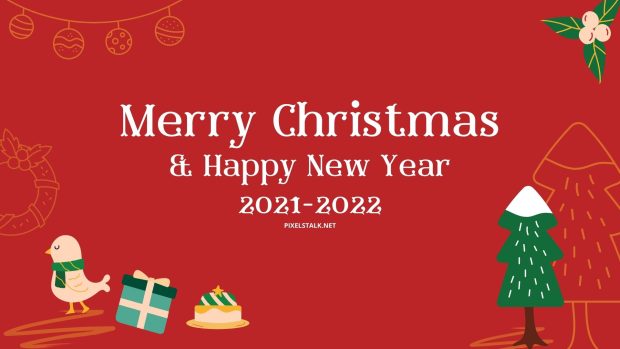 Merry Christmas 2021 And Happy New Year 2022 HD Wallpaper.
