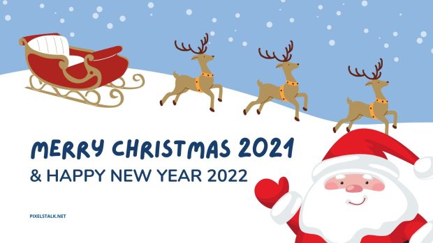 Merry Christmas 2021 And Happy New Year 2022 Wallpaper.