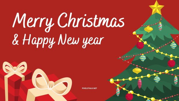 Merry Christmas Tree And Happy New Year Wallpaper.