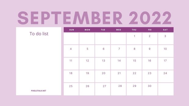 Minimal September 2022 Calendar Wallpaper HD.