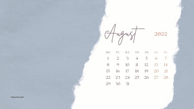 Minimalist August 2022 Calendar Background.
