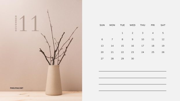 Minimalist November 2022 Calendar Wallpaper HD.