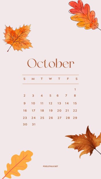 Minimalist October 2022 Calendar Phone Wallpaper HD.