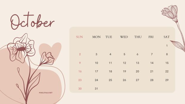 Minimalist October 2022 Calendar Wallpaper HD.