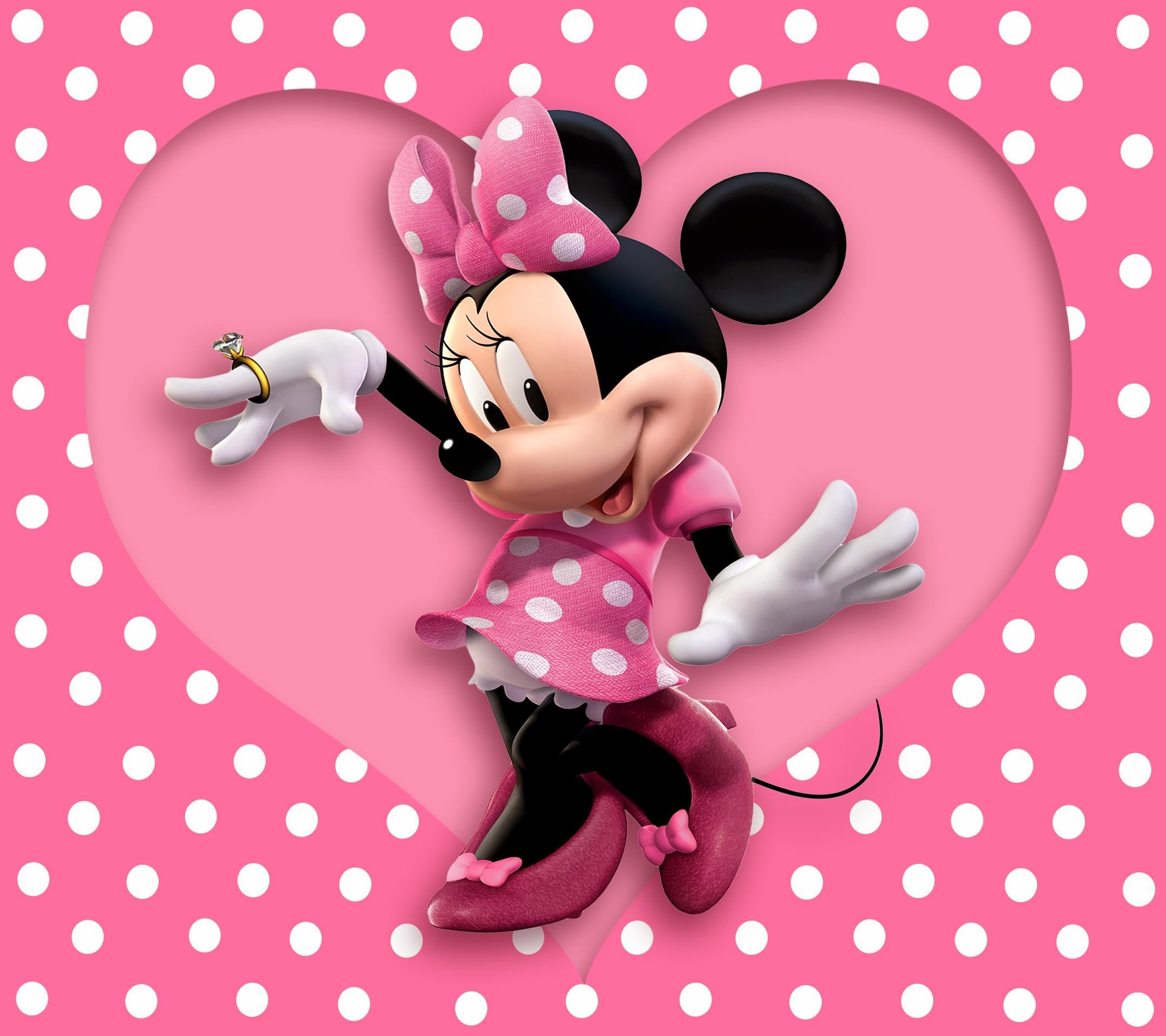 Mickey and Minnie mouse pink love 2K wallpaper download