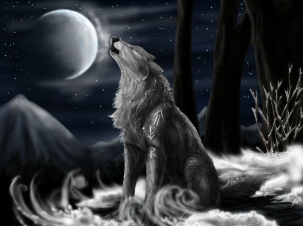 Moon And Wolf Backgrounds HD.