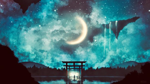 Moon Anime Scenery Wallpaper HD.