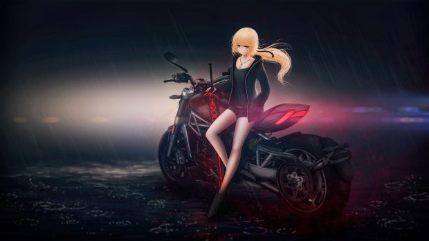 Moto Bike Anime Girl HD Wallpapers 4K.