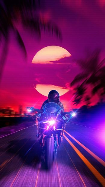 Motobike Aesthetic Neon Backgrounds.