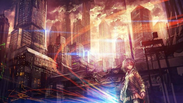 Neon Anime City Background HD.