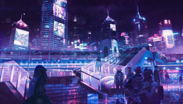 Neon City HD Wallpaper Free download.