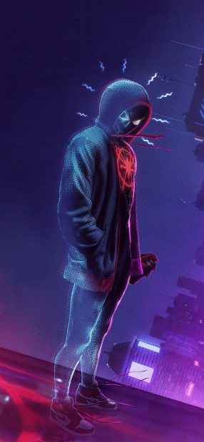 Neon Cool Miles Morales Background.