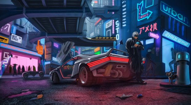 Neon Cyberpunk 2077 Background.