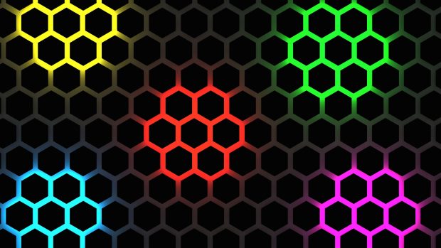 Neon Hexagon Wallpaper HD.