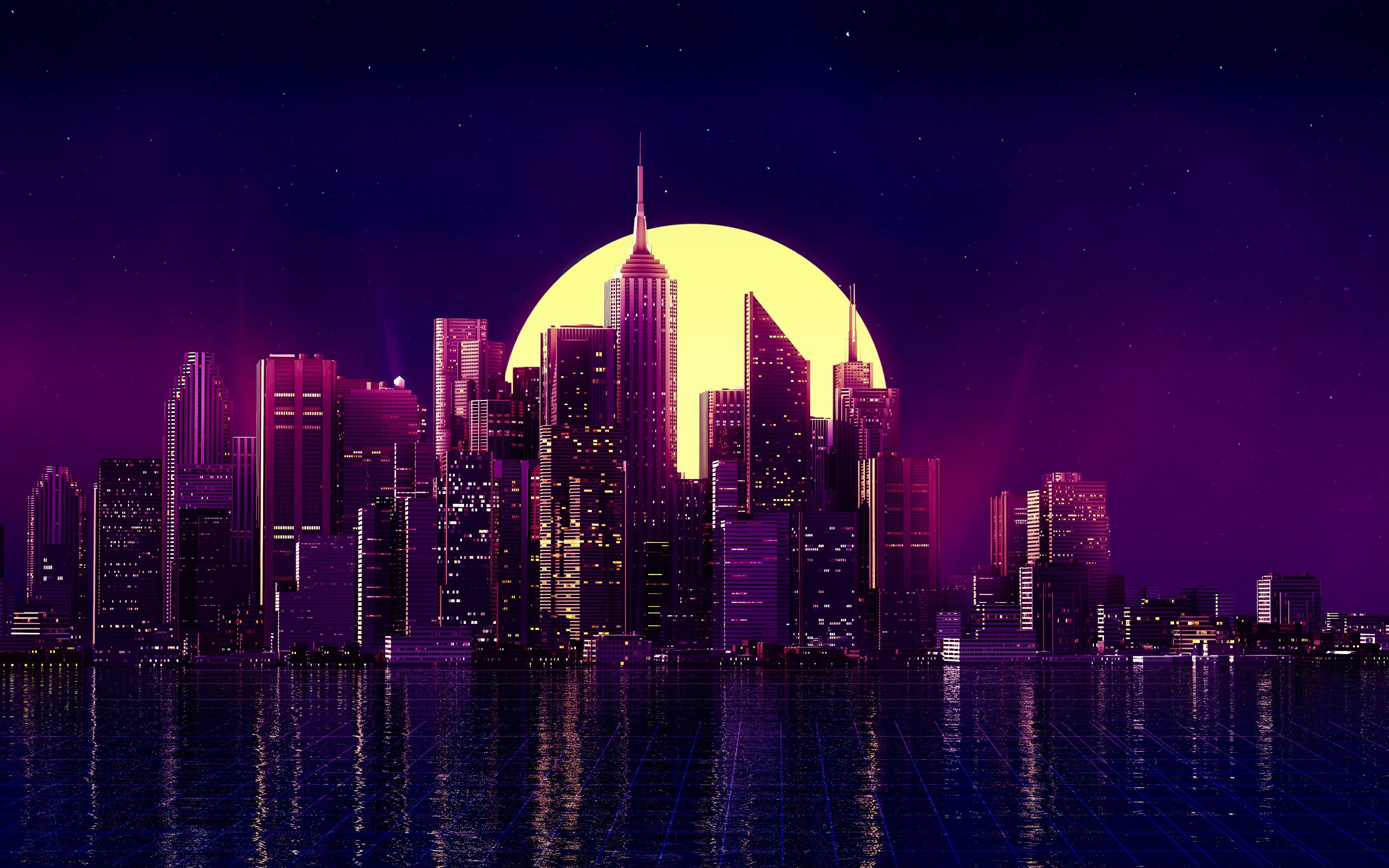 The sun Music The city Style Background City neon retro city HD  wallpaper  Pxfuel