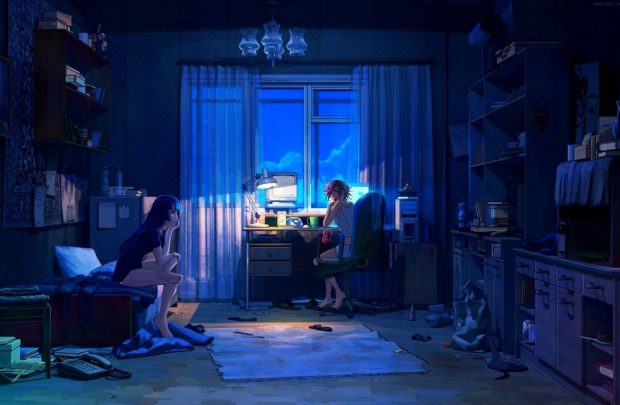 New Anime Bedroom Background.