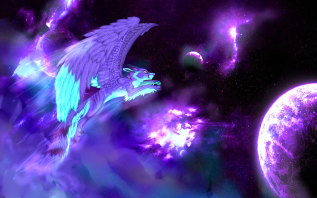 New Cool Galaxy Wolf Background.