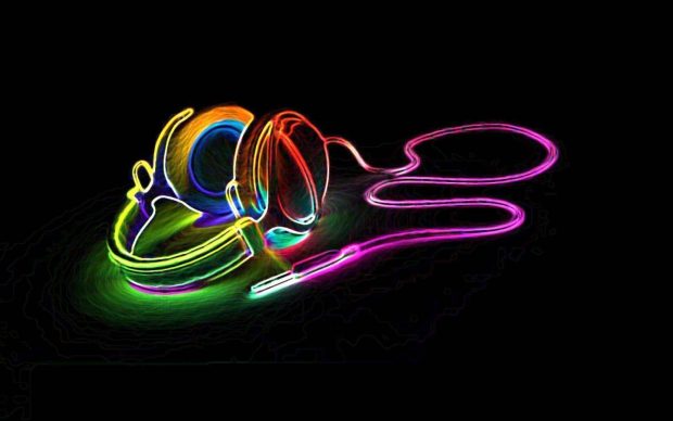 New Cool Neon Wallpaper HD Headphone.