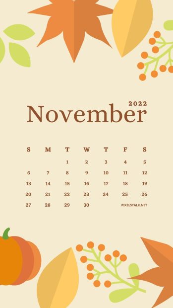 New November 2022 Calendar Phone Background.
