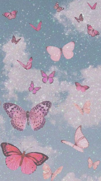 New Pink Butterfly Background.