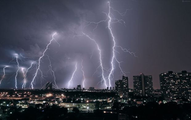 Night City Lightning Wallpaper HD.