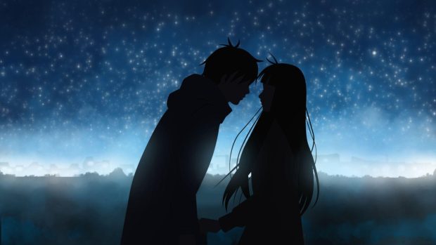 Night Cute Anime Couple Wallpaper HD.