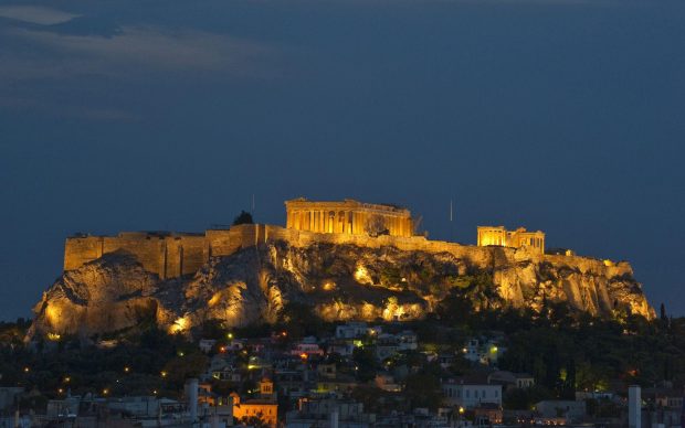Night Greece Wallpaper HD.