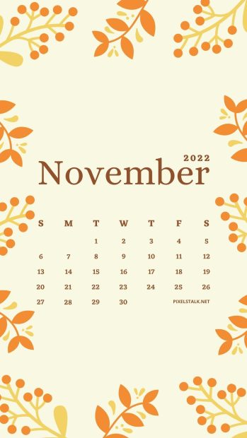 November 2022 Calendar Phone Wallpaper HD Free download.
