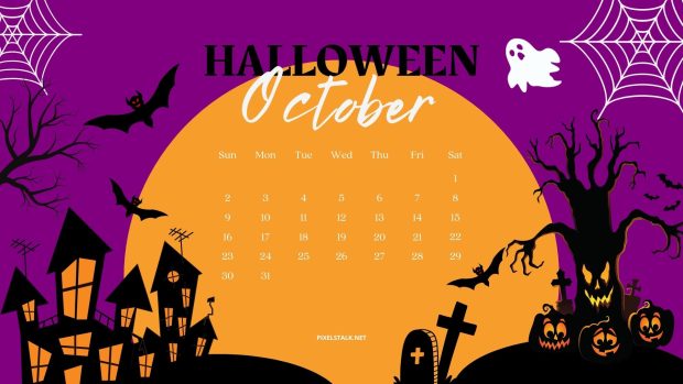 October 2022 Calendar Desktop Background.