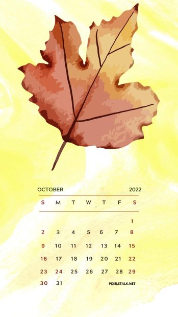 October 2022 Calendar Phone Wide Screen Wallpaper.