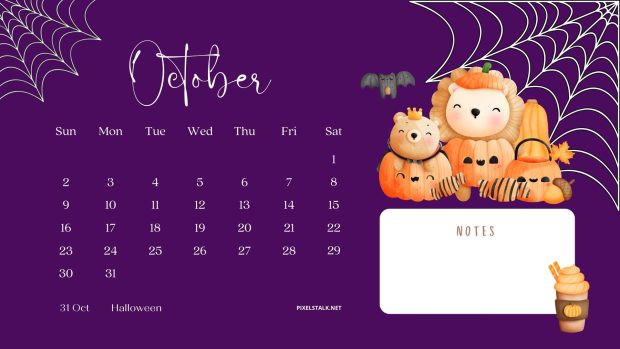 October 2022 Calendar Wallpaper HD 1080p.