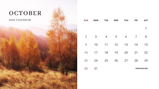 October 2022 Calendar Wallpaper HD.