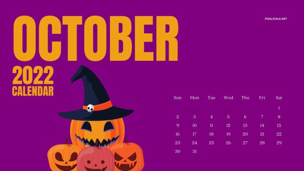 October 2022 Calendar Wide Screen Background.