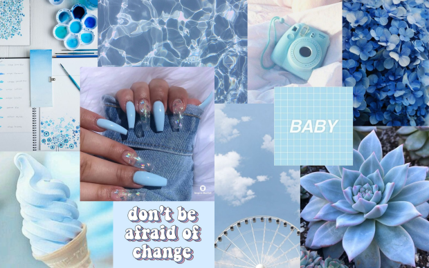 Pastel Blue Aesthetic Wallpaper Girly.