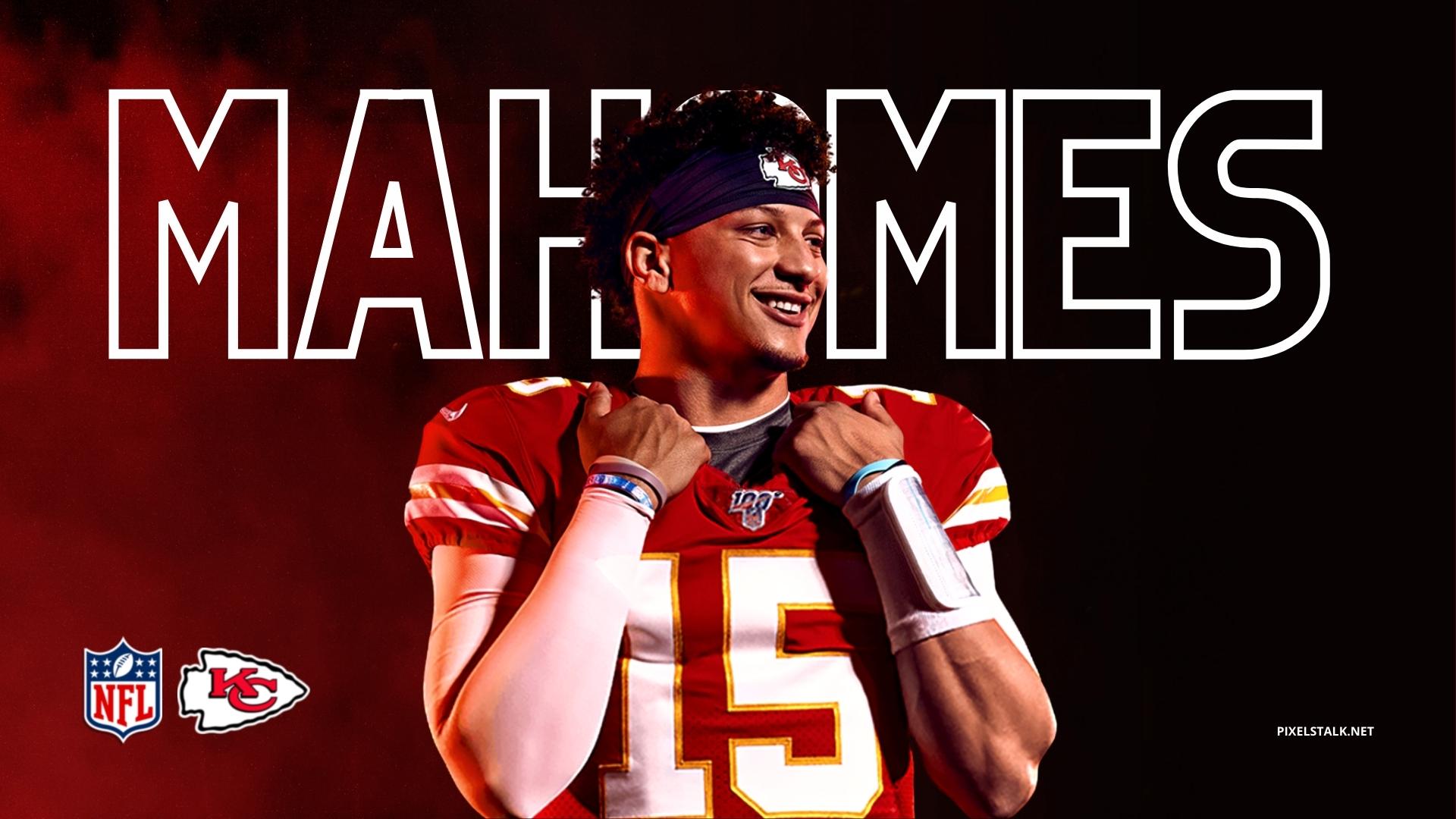 Patrick mahomes is showing arms in red background wearing red sports dress  and helmet sports HD wallpaper  Peakpx