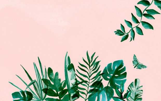 Pink Aesthetic Plants Background.