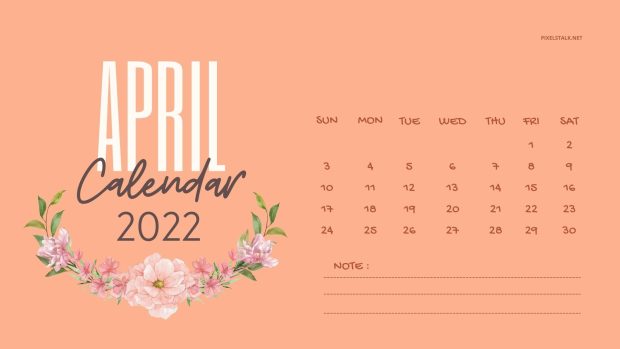 Pink April 2022 Calendar Wallpaper.