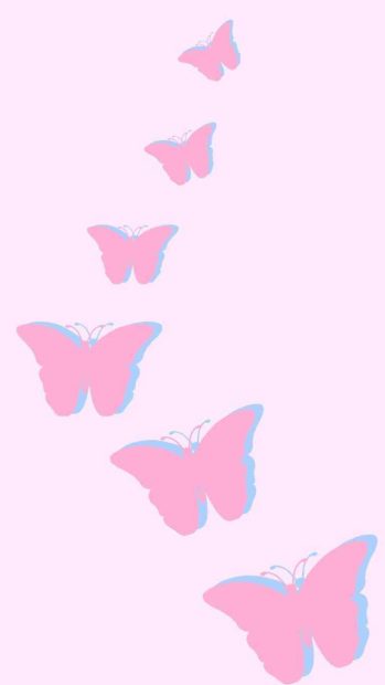 Pink Butterfly Aesthetic Background for iPhone.