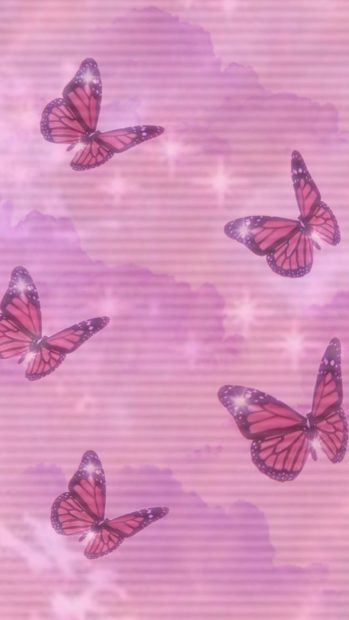 Pink Butterfly Aesthetic Wallpaper 1080p.