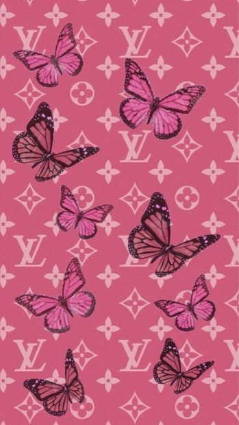Pink Butterfly Aesthetic Wallpaper.