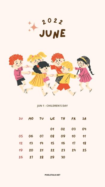Pink June 2022 Calendar Wallpaper Childrens Day.